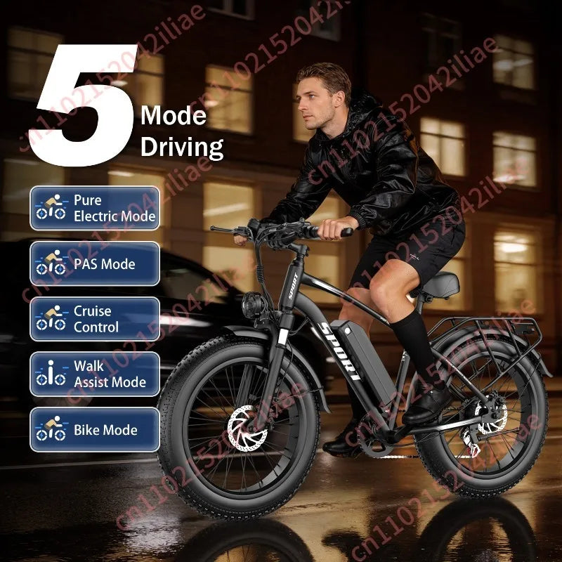 Bicicleta Eléctrica de Montaña | Fat Tire 26x4.0 | 48V | E-MTB Todo Terreno | Adultos
