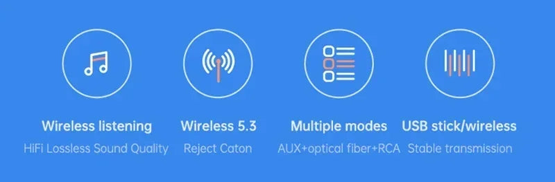 Bluetooth 5.3 Audio Receiver | RCA, AUX & Optical Output | U-Disk Playback | Wireless Adapter for Stereo & Car Speakers