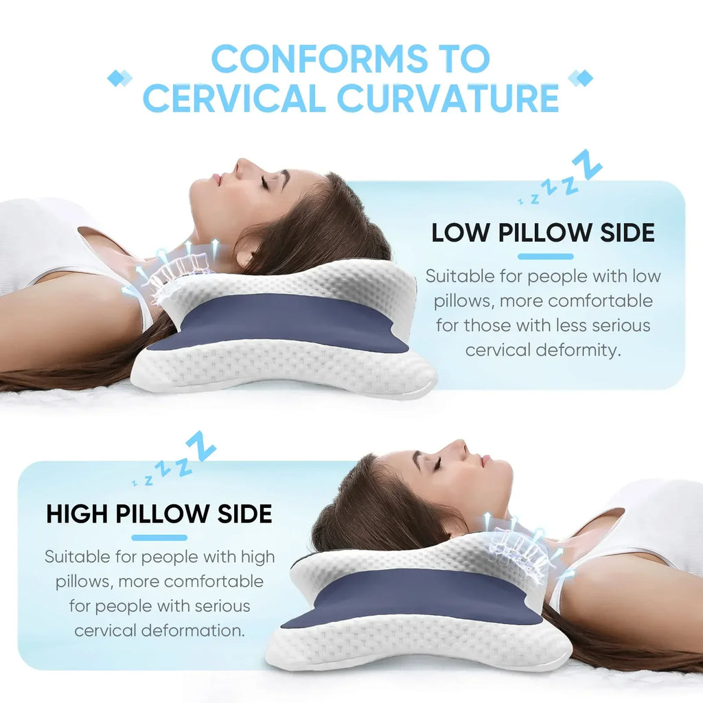 Contoured Memory Foam Neck Pillow | Side & Back Sleep | Almohada Cervical