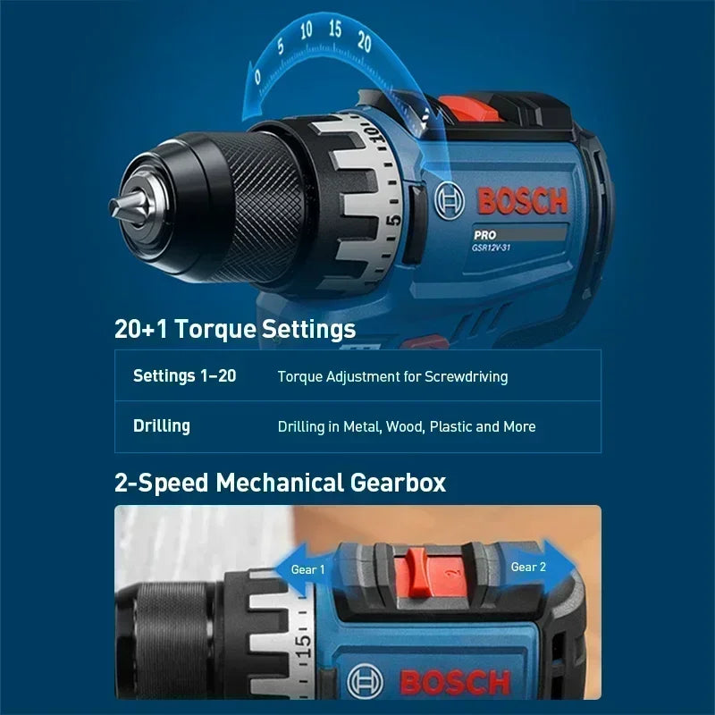 Bosch GSR12V-31 | 12V Cordless Drill Driver | High Torque