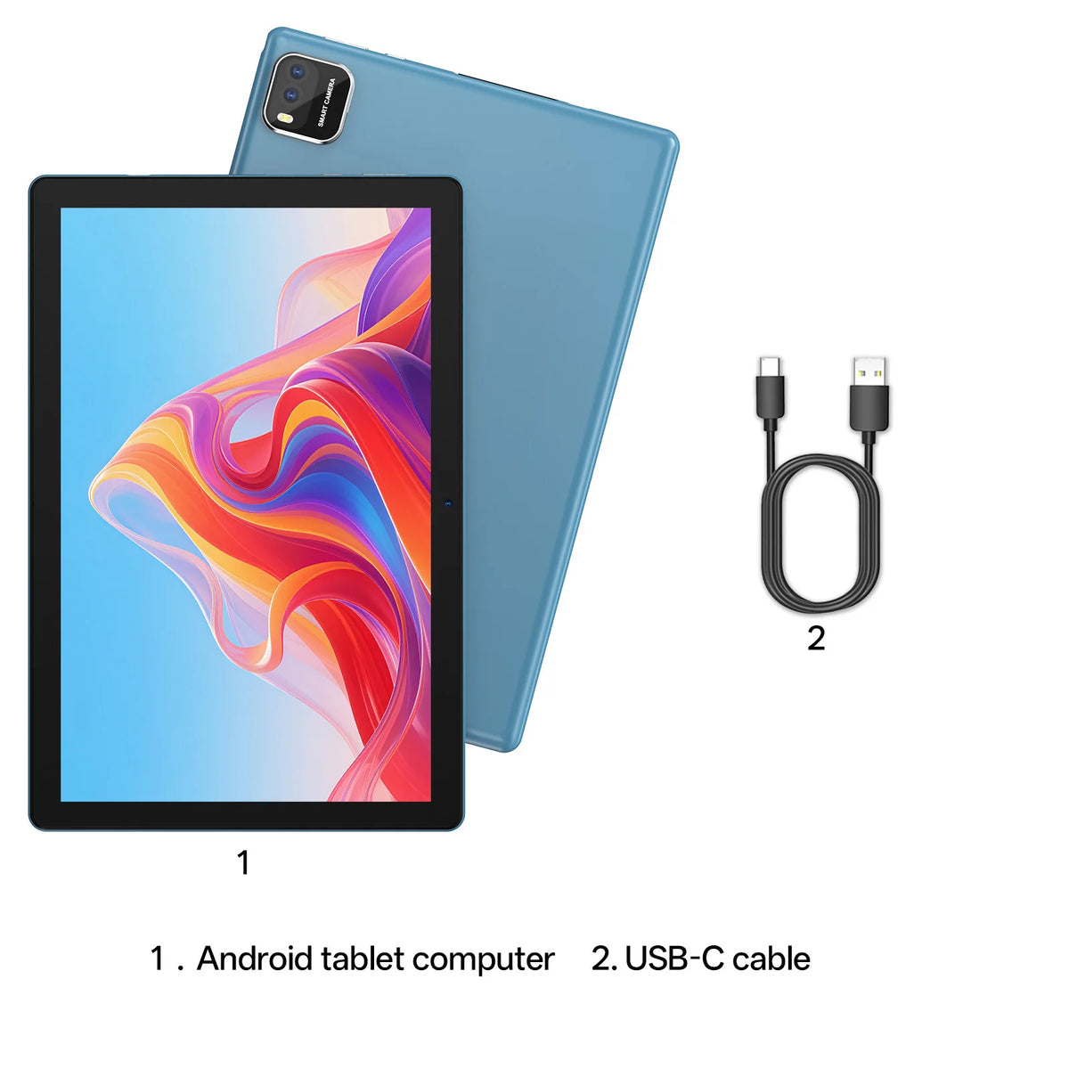 Tablet BAKEN 10" | Android 16 | 12GB RAM + 64GB | Quad-Core | 6000mAh | Dual Cámara | Azul y Negro