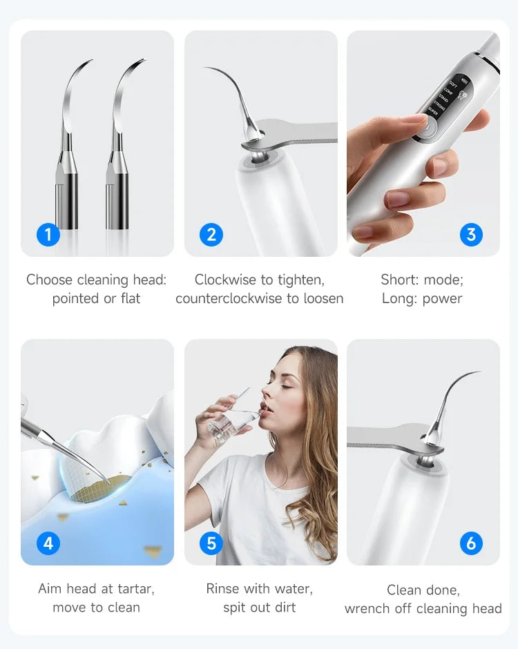 T6 Ultrasonic Dental Scaler | USB-C Oral Care Device / Escariador dental ultrasónico T6