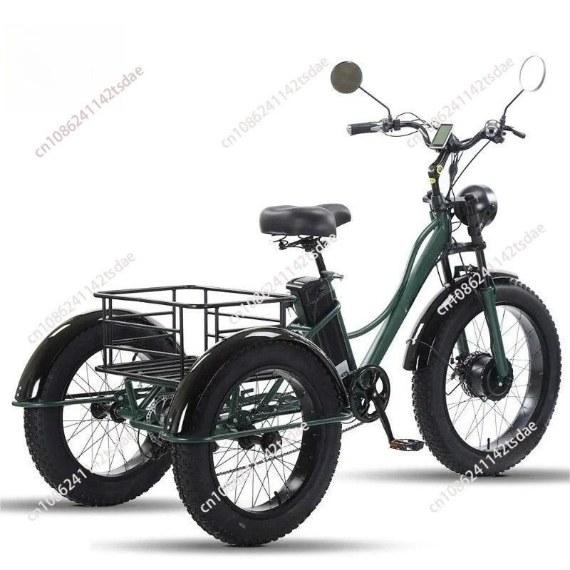Triciclo Eléctrico 750W | 3 Ruedas | 48V 15Ah Extraíble | 2 Asientos | Todo Terreno | Adultos y Mayores | E-Tricycle