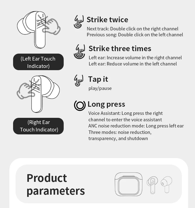 Traductor IA In-Ear | Bluetooth 5.4 | 134 Idiomas | Cancelación de Ruido | Tiempo Real | TWS | Myxon LX-10 / BY-09