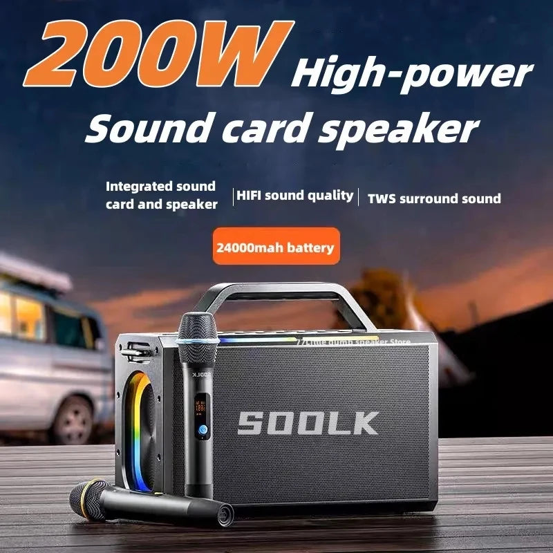 SODLK S1115 | Bocina Bluetooth 200W TWS Karaoke | Batería 24000mAh, RGB, Impermeable