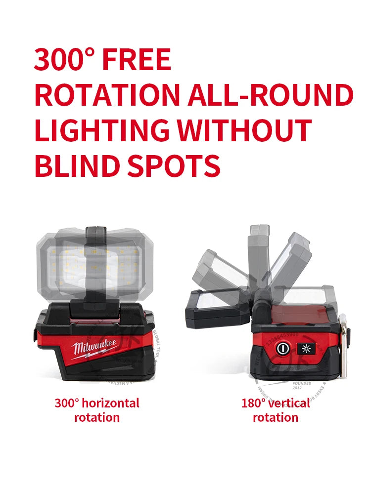 Milwaukee-Compatible M18 ROVER | 18V Folding Flood Light with USB