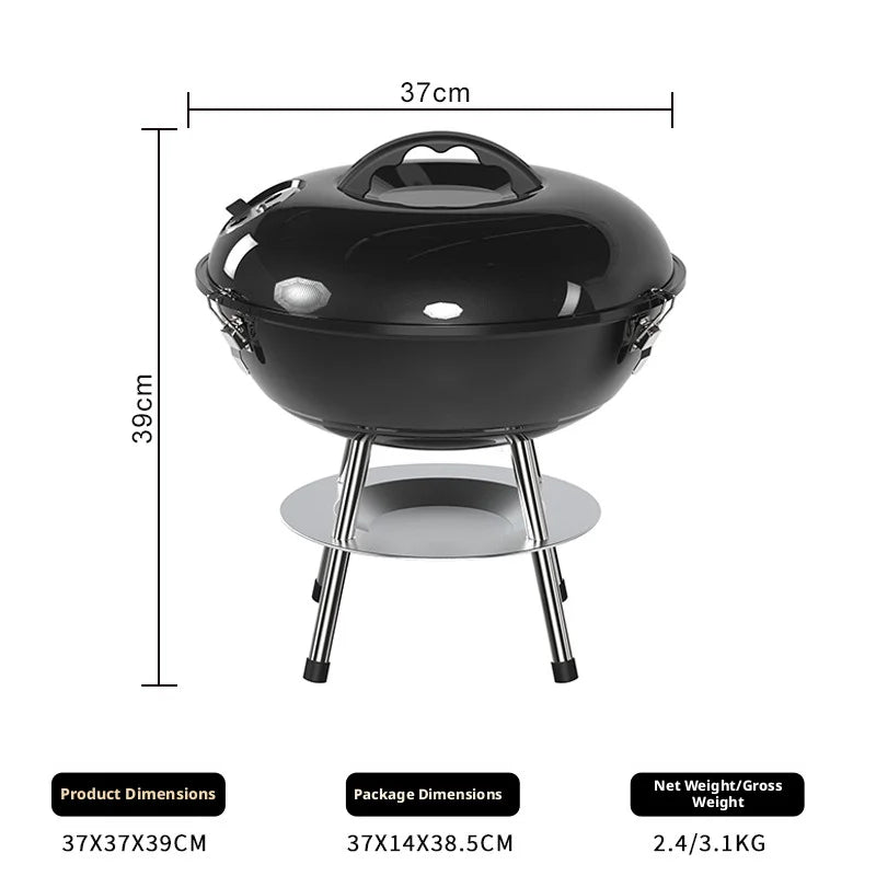 Charcoal BBQ Grill | Wheels & Storage Shelves | Outdoor Cooking