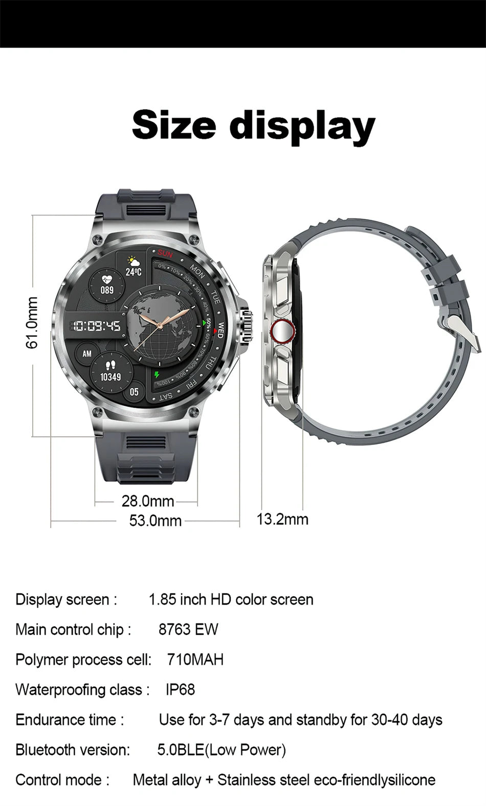 Smartwatch Jooeniok GPS 2026 | Pantalla AMOLED 1.85" | Batería 710mAh | Bluetooth 5.0 | IP68 | Android & iOS | Jooeniok GPS Smart Watch 2026 | 1.85" AMOLED | 710mAh Battery | Bluetooth Call | IP68