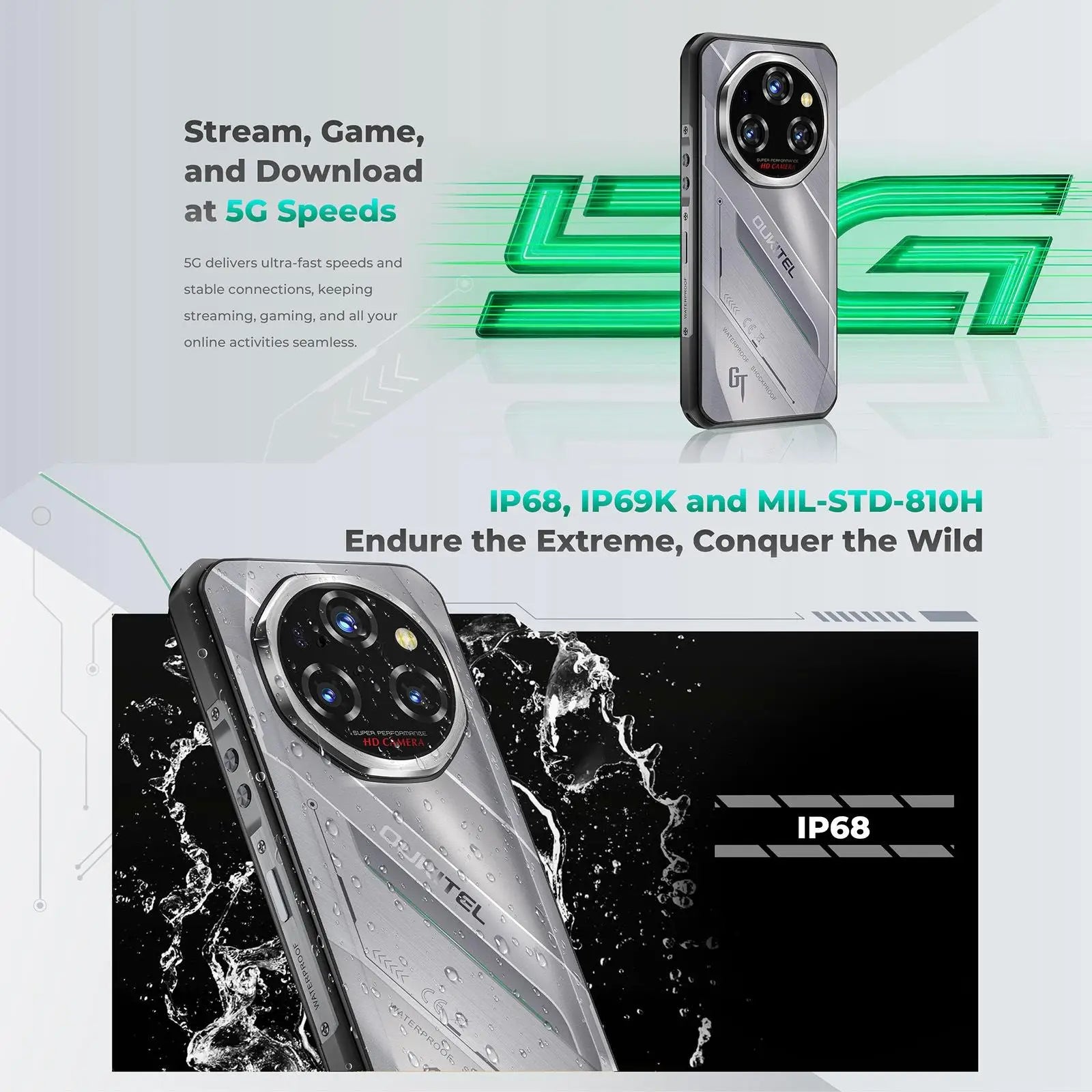 OUKITEL WP62 | Rugged Smartphone 5G 108MP 11000mAh 33W | Android 15 NFC IP68