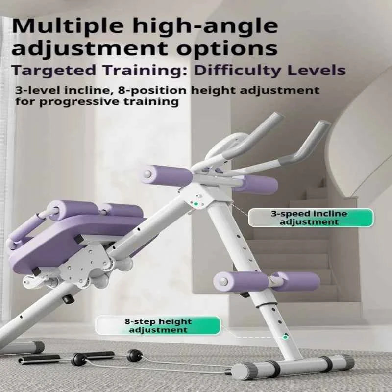 Máquina de Abdominales Plegable 8 Niveles | Curl, Cintura y Equilibrio, Hogar y Gym