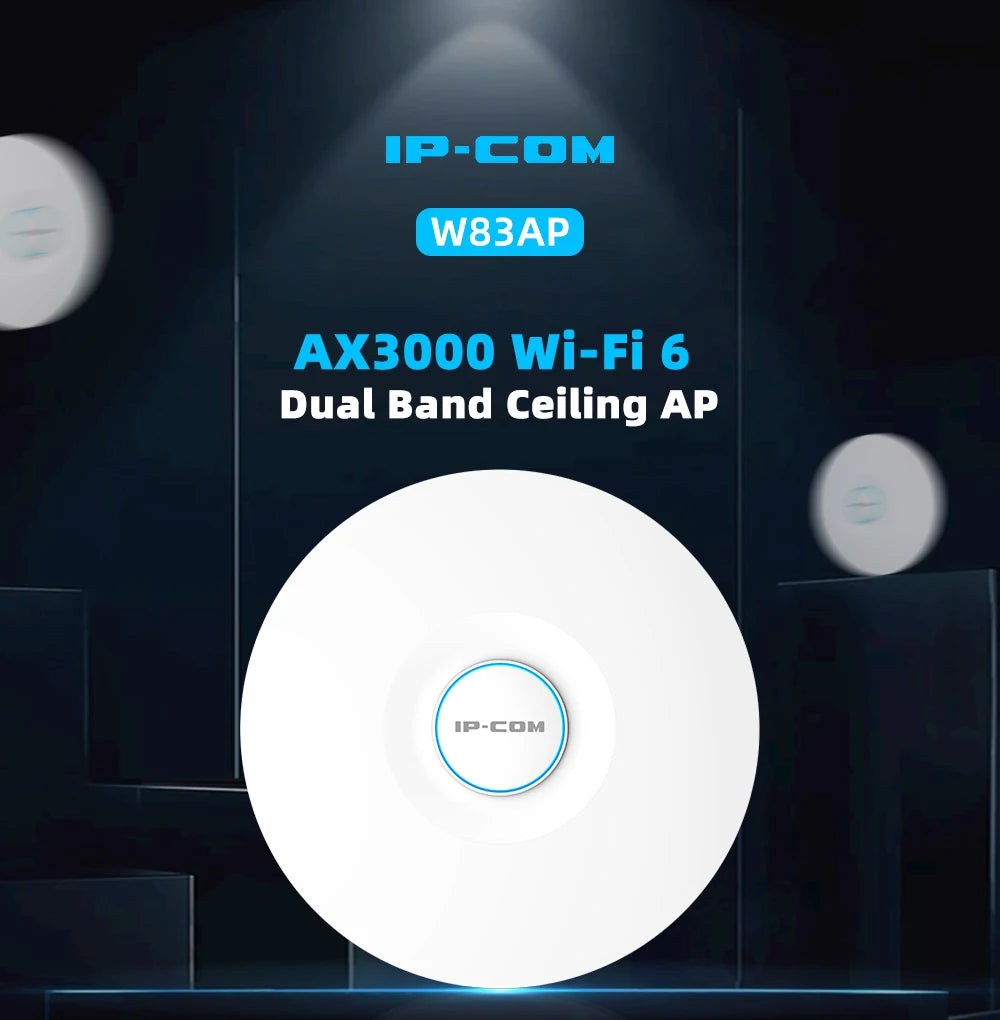 IP-COM W83AP Access Point WiFi 6 AX3000 | Techo/Pared | PoE | Mesh | MU-MIMO | Roaming Inteligente