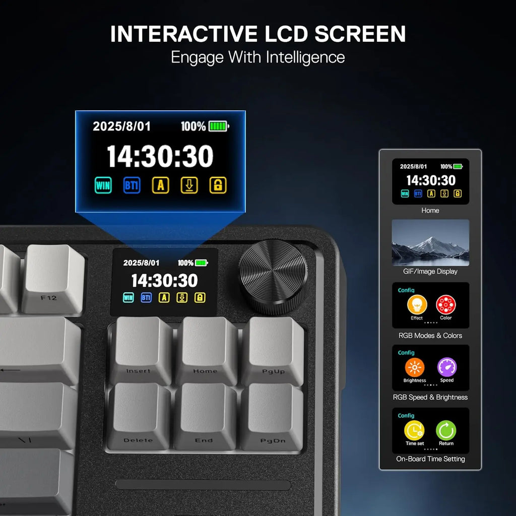 Teclado Mecánico Gaming Redragon K743 PRO | 80% TKL | Gasket RGB | Pantalla TFT | 3 Modos | Redragon K743 PRO 80% TKL Gasket Mechanical Gaming Keyboard RGB TFT Screen 3-Mode