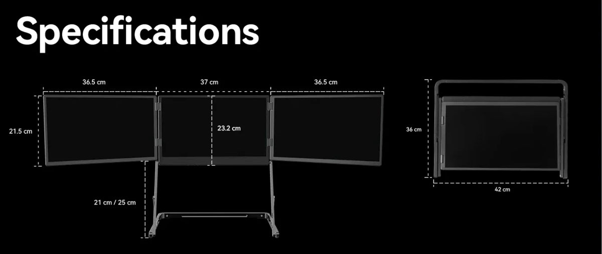 SIBOLAN Triple Portable Monitor | 3 × 15.6-inch FHD IPS | Windows & Mac