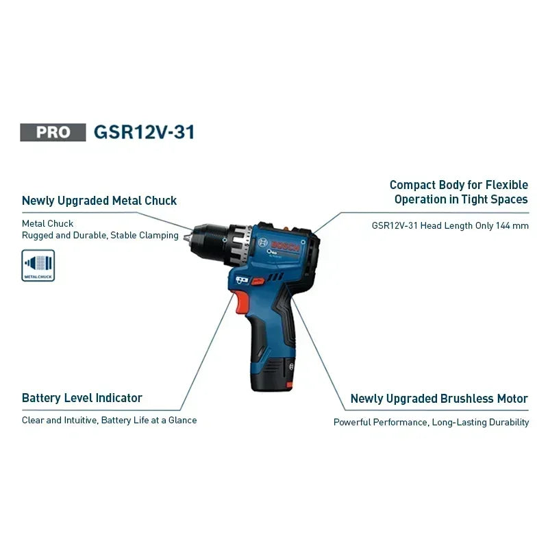 Bosch GSR12V-31 | 12V Cordless Drill Driver | High Torque