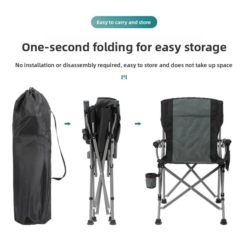 Large Folding Camping Chair | Steel Frame & PU Armrests / Silla plegable