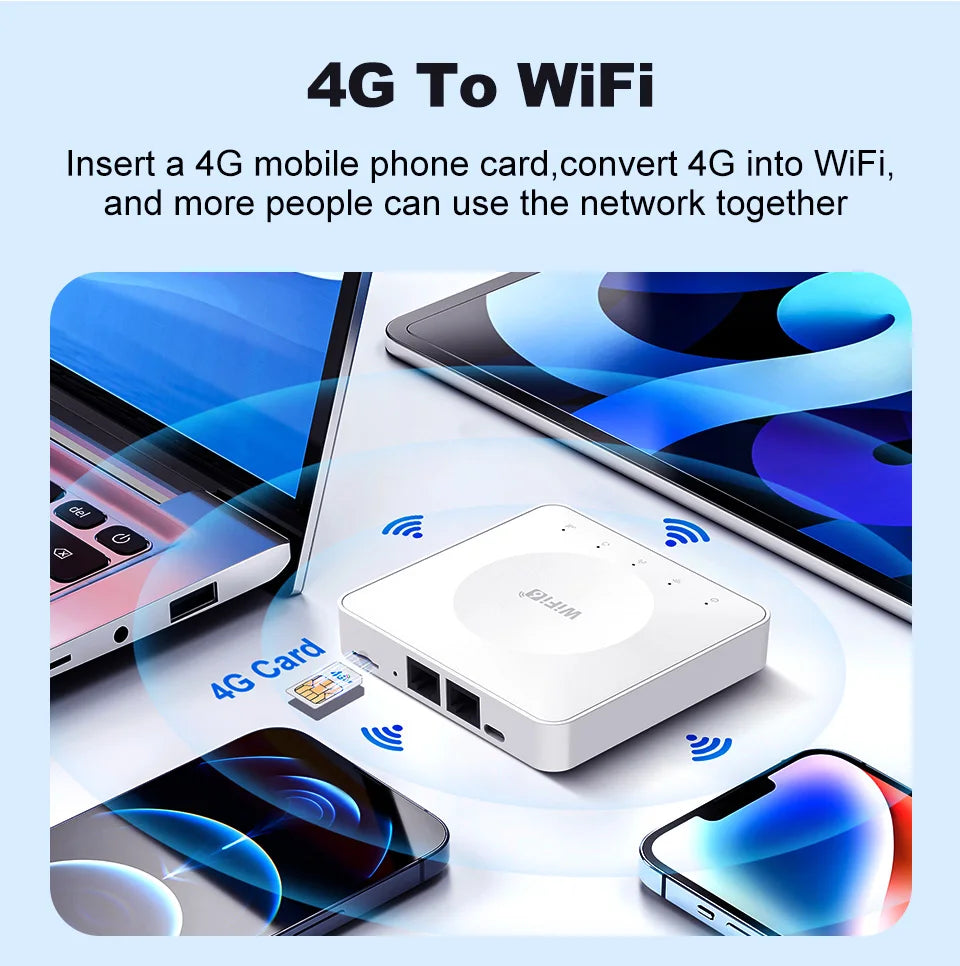 Router 4G LTE WiFi con SIM Card | 32 Dispositivos | Puerto LAN | Type-C | Europa, Asia & África