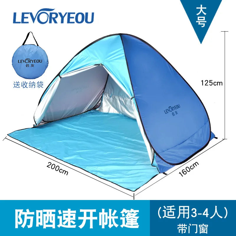 Carpa de Camping Automática Pop Up | Doble Capa 3-4 Personas | Playa e Impermeable
