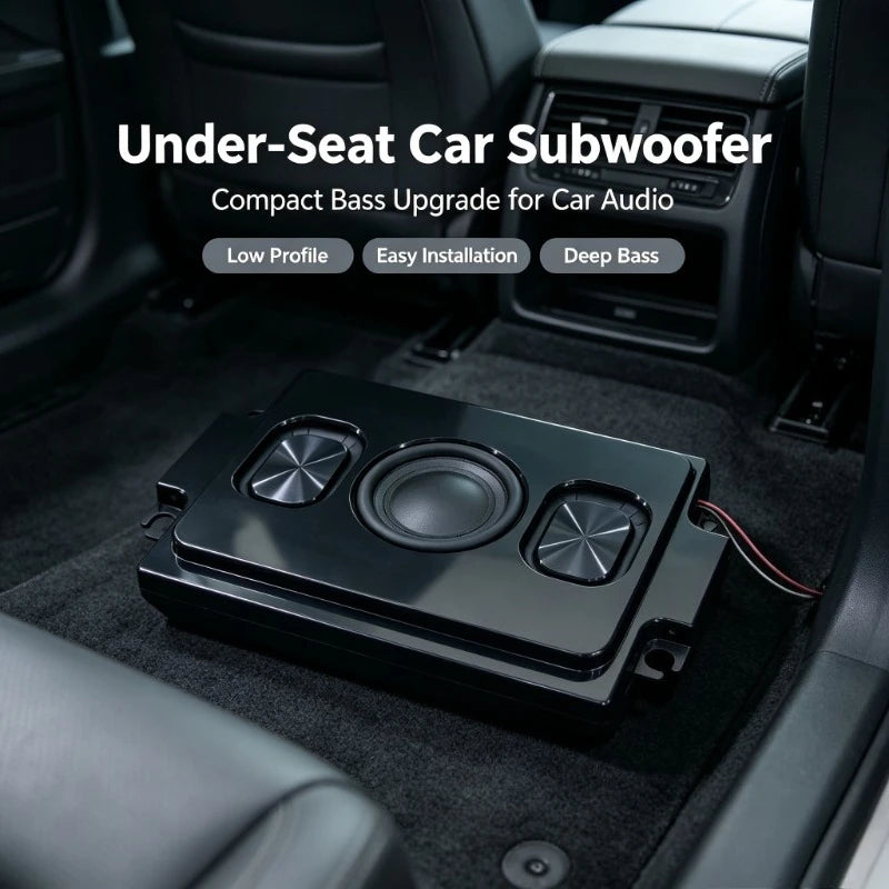 3" Slim Under-Seat Car Subwoofer | Dual Voice Coil | 4 Passive Radiators | Bass Speaker | Car Audio