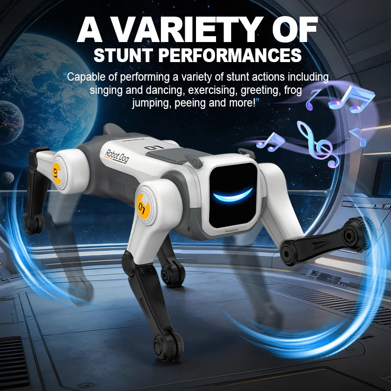 Perro Robot RC Inteligente IA – Control por Voz, Programable, Canta, Baila y Hace Acrobacias