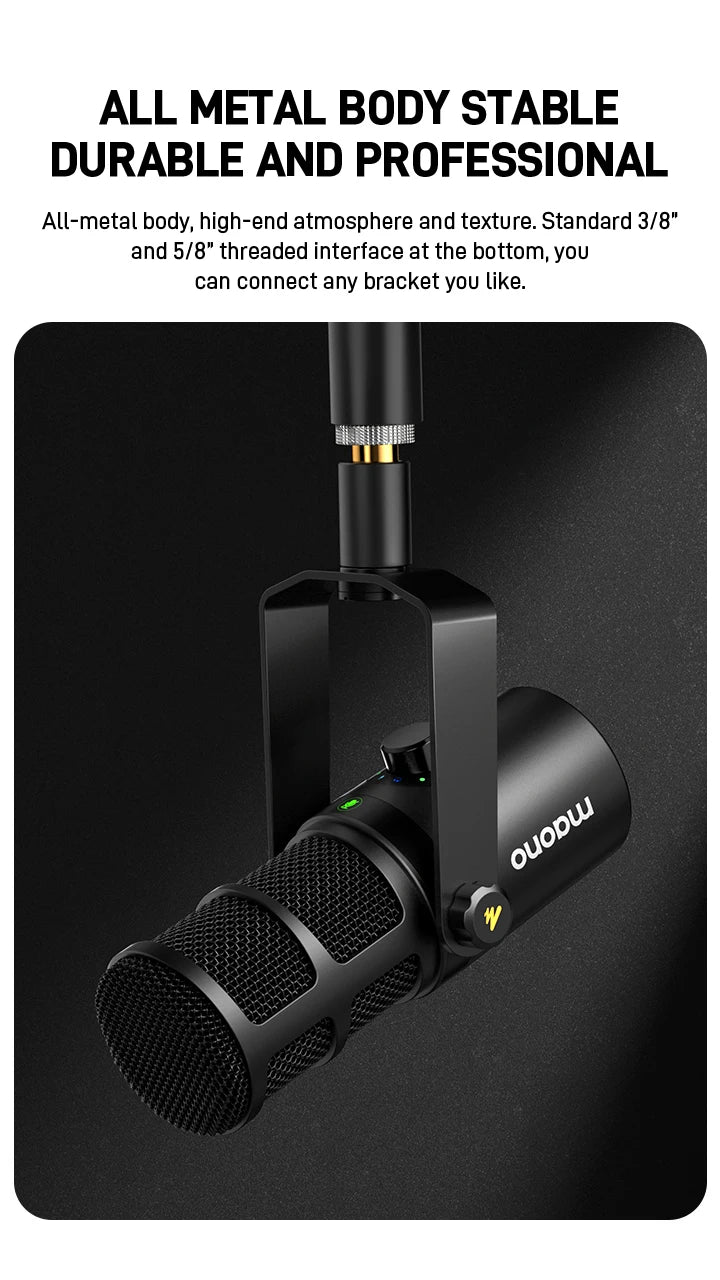 MAONO PD400X USB/XLR Dynamic Microphone | Large Diaphragm | Cardioid | 24-bit | Podcast & Streaming