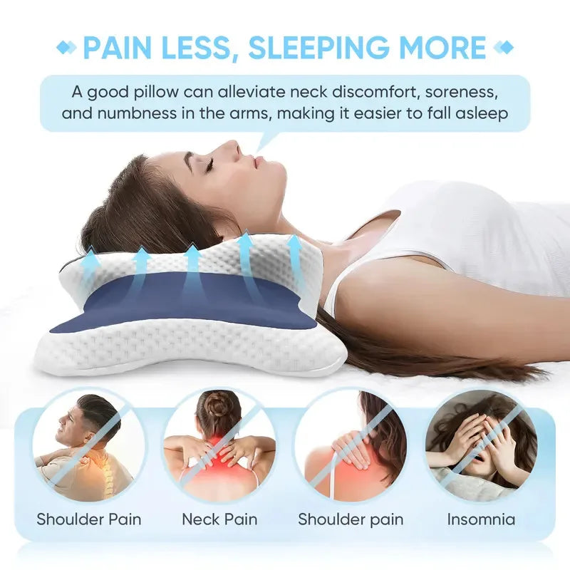 Contoured Memory Foam Neck Pillow | Side & Back Sleep | Almohada Cervical