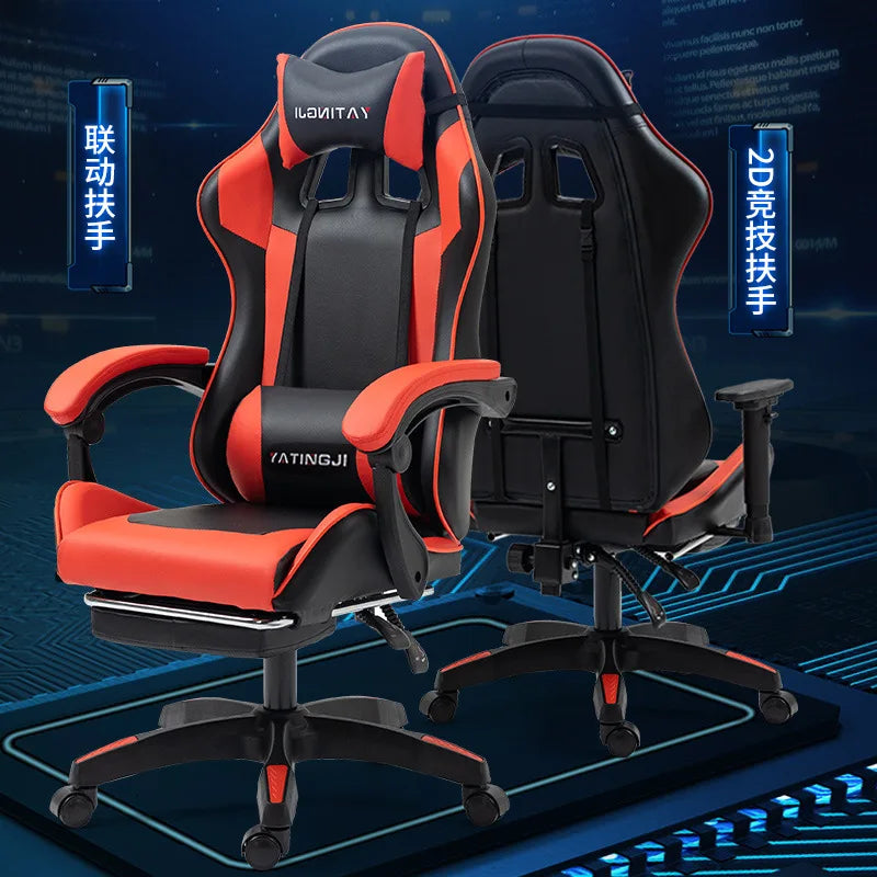 Reclining Massage Gaming Chair | Footrest Option | Swivel