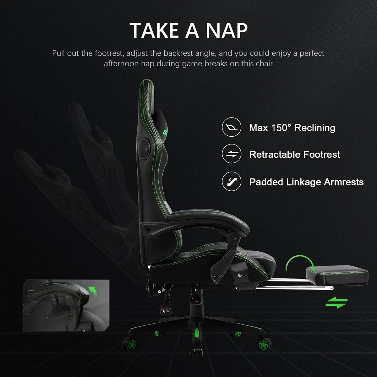Racing Gaming Chair | Bluetooth Speaker & Footrest | PU Leather