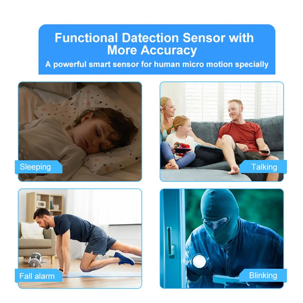 Sensor de Presencia Humana Tuya 24GHz MmWave | Zigbee & WiFi | Radar Inteligente | Compatible Home Assistant