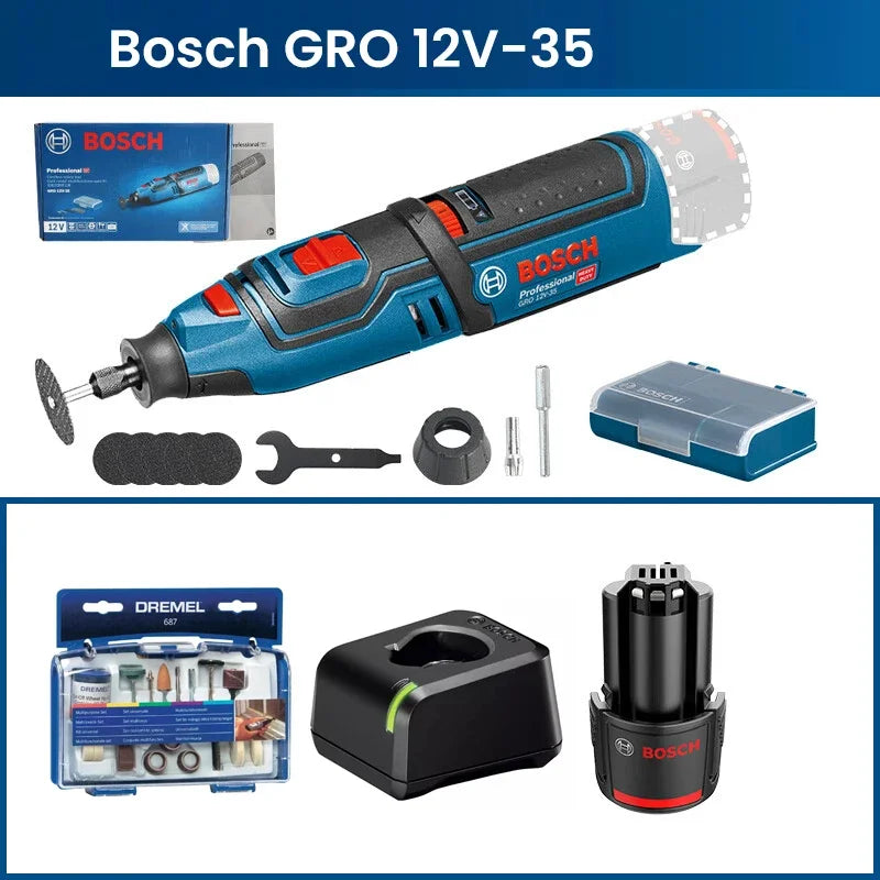 Bosch GRO 12V-35 | Cordless Rotary Tool | Battery Options