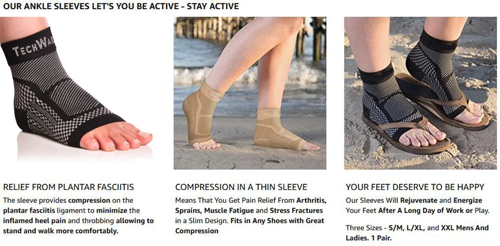 Ankle Brace Compression Sleeve | Plantar Fasciitis & Arch Support | Sports & Recovery