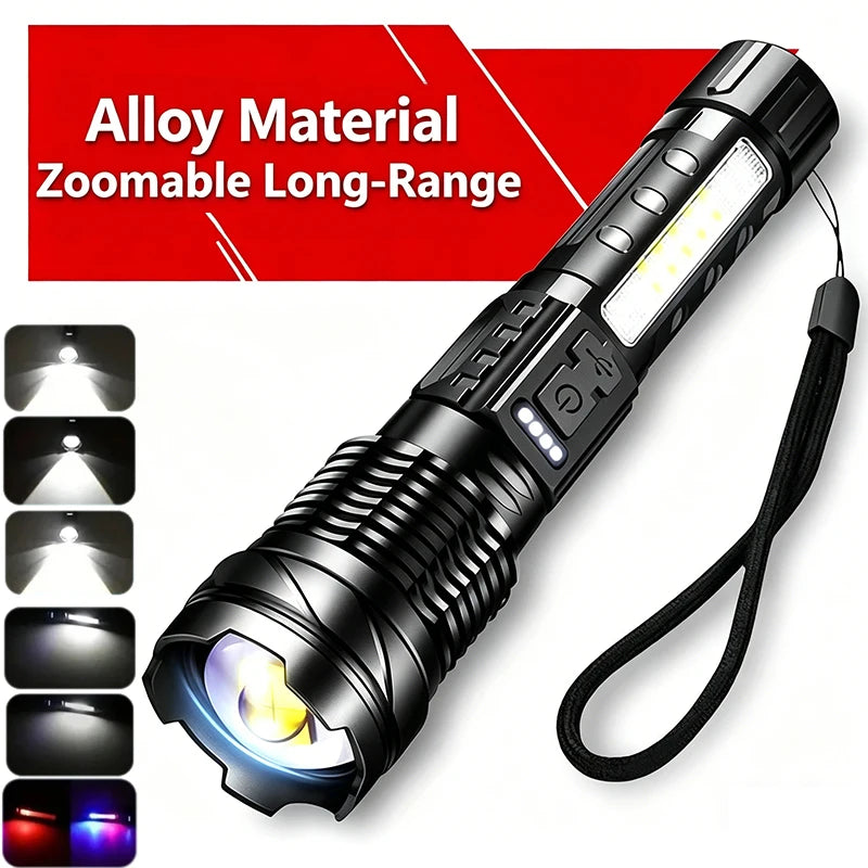 Rechargeable LED Flashlight | Adjustable Zoom | Linterna para Camping