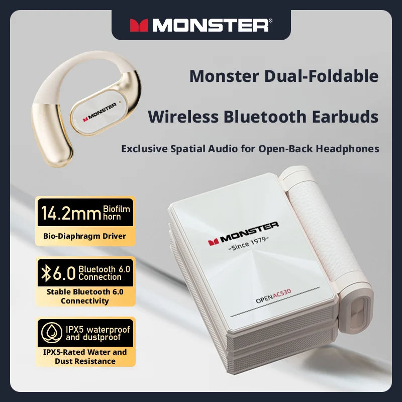 Monster AC530 - Auriculares Open Ear Bluetooth | OWS Ear Hook | Running y Fitness