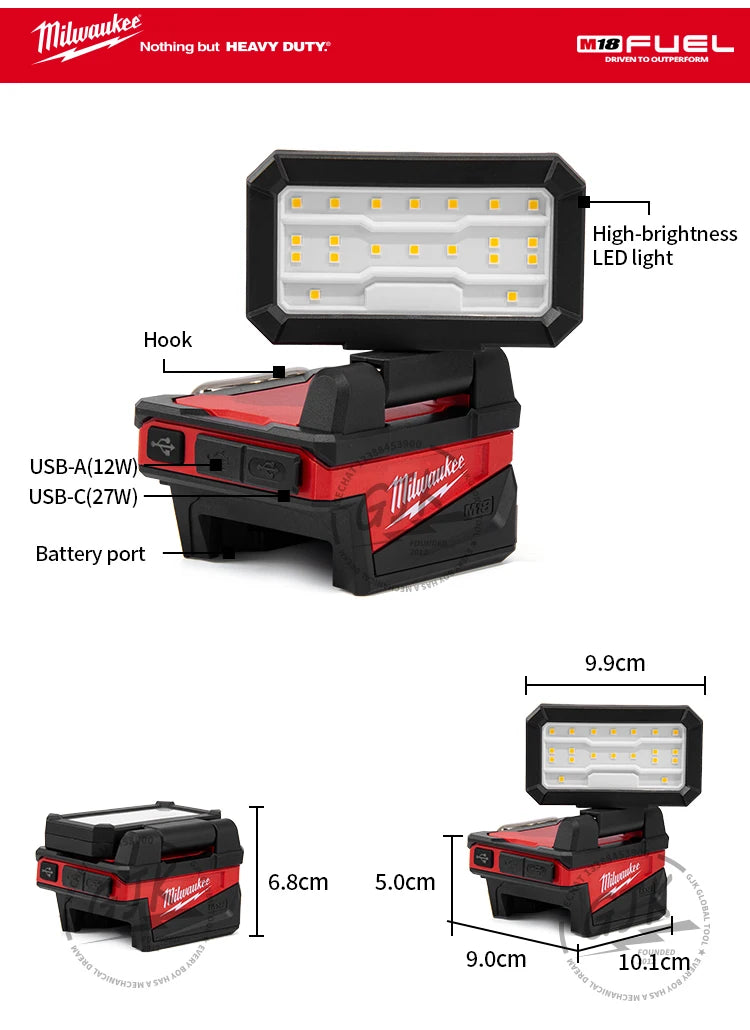 Milwaukee-Compatible M18 ROVER | 18V Folding Flood Light with USB