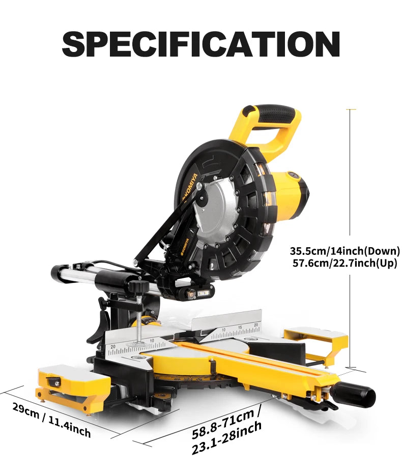 KOMIYA 10-Inch Sliding Miter Saw | Laser Guide | 2400W