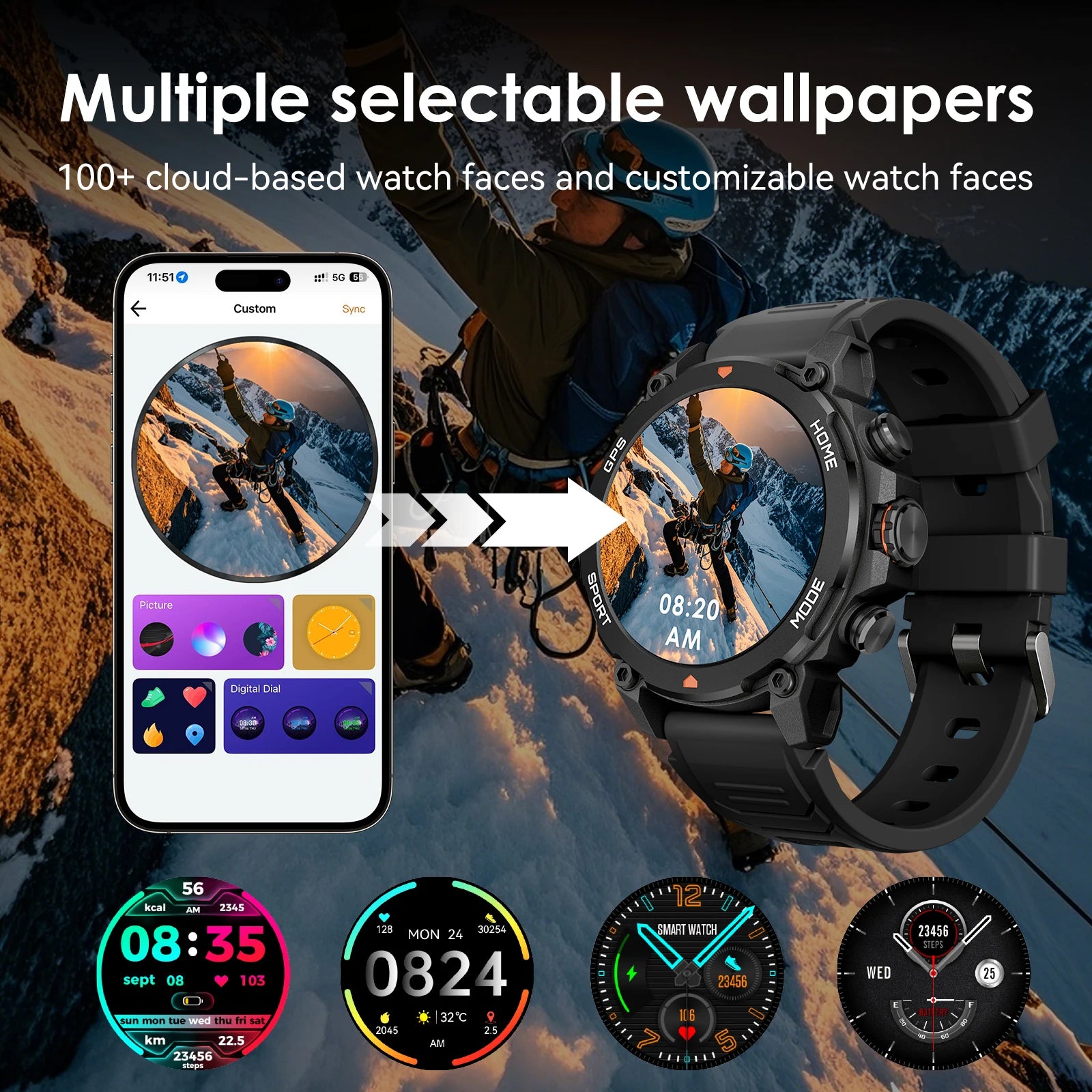 Smartwatch AURAFIT GPS-G6 2025 | AMOLED 1.43" | GPS 6 Satélites | 3ATM | AI GPT | 100+ Deportes