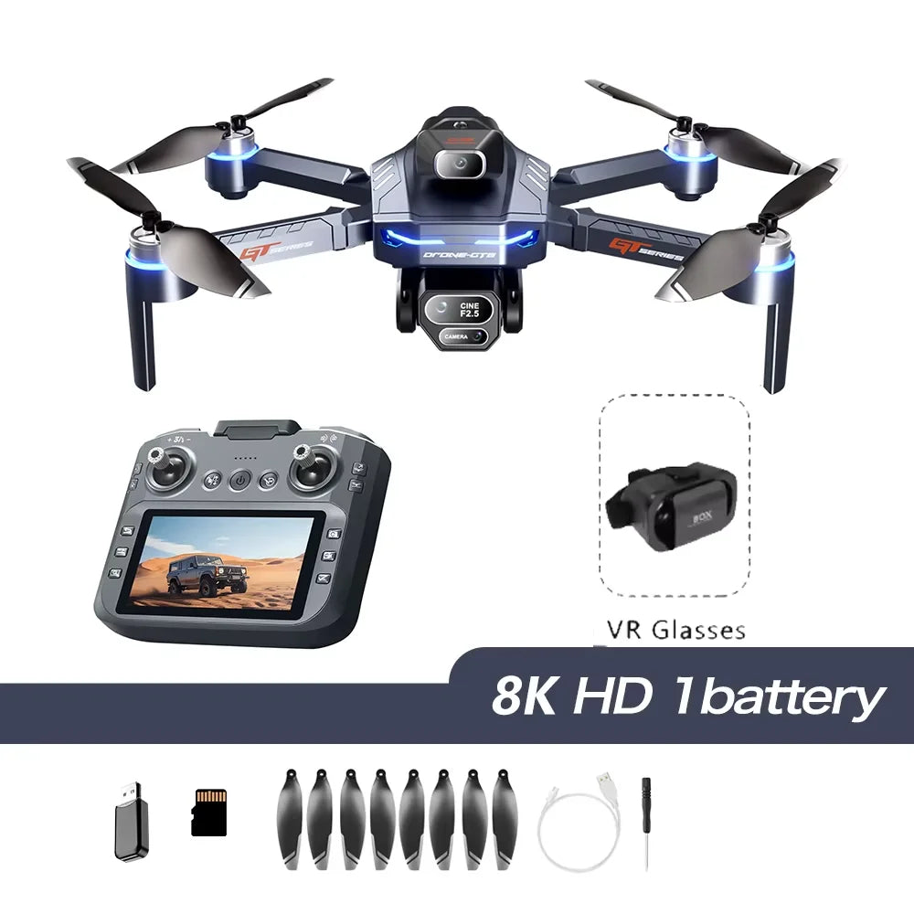 GT8 Drone 8K GPS WiFi – Cámara Dual, Motor Brushless, FPV 5G, Plegable, Cuadricóptero Profesional