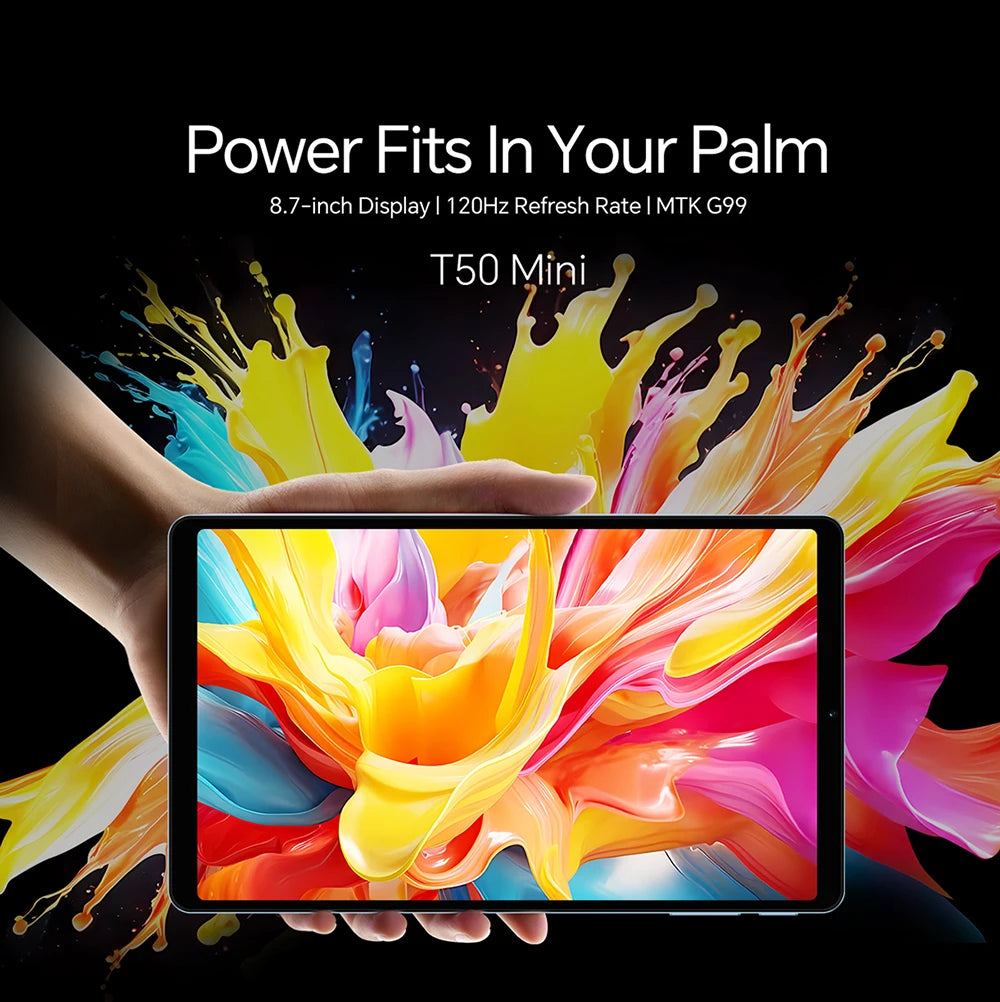 Tablet Teclast T50 Mini 8.7" | Android 15 | 20GB RAM + 128GB | 4G LTE | 120Hz | G99 Octa-Core | GPS | Con Funda