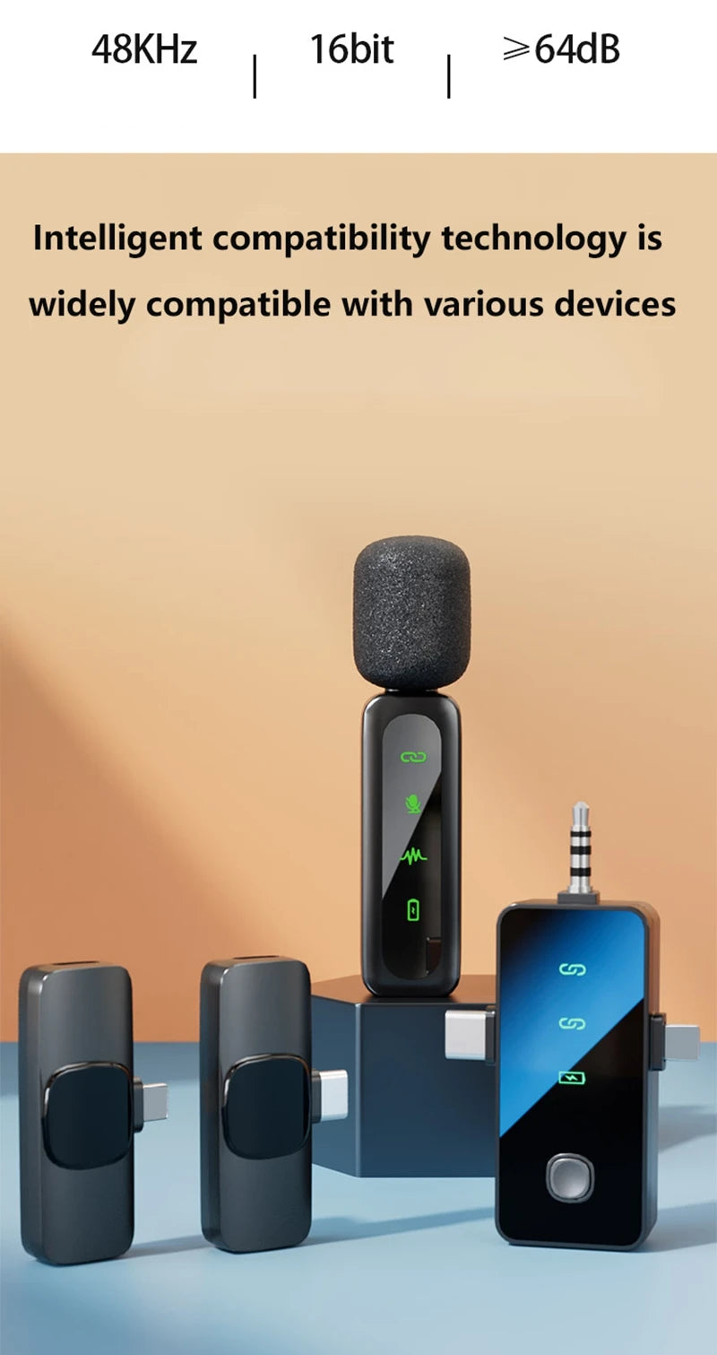 Wireless Lavalier Microphone | Rechargeable Clip-On Mic | iPhone & USB-C