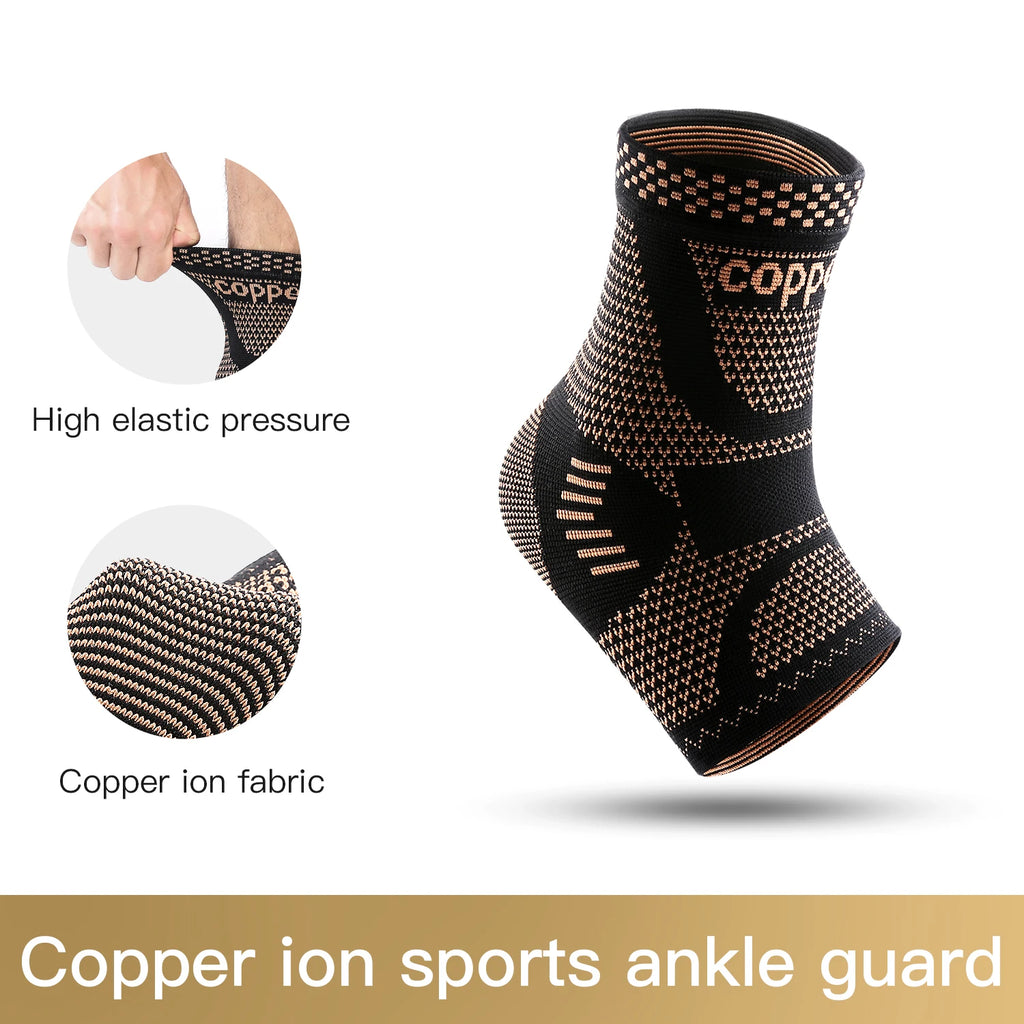 Copper Ankle Compression Sleeve | Elastic Knit Support for Sports & Daily Use