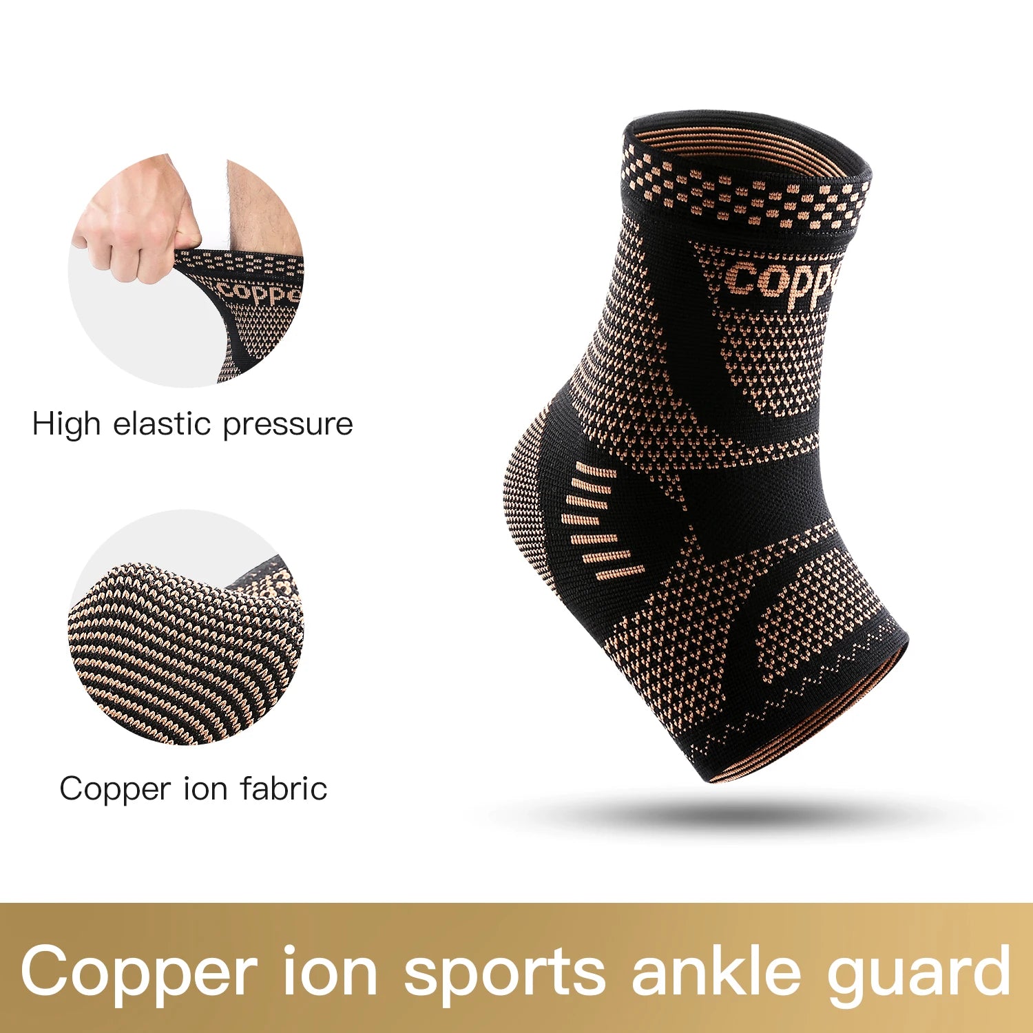 Copper Ankle Compression Sleeve | Elastic Knit Support for Sports & Daily Use
