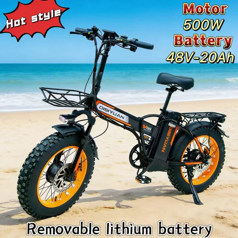 E-Bike Plegable 20" | Motor 500W | 48V 20Ah | Multi-Amortiguación | Batería Extraíble | Adultos | Bicicleta Eléctrica