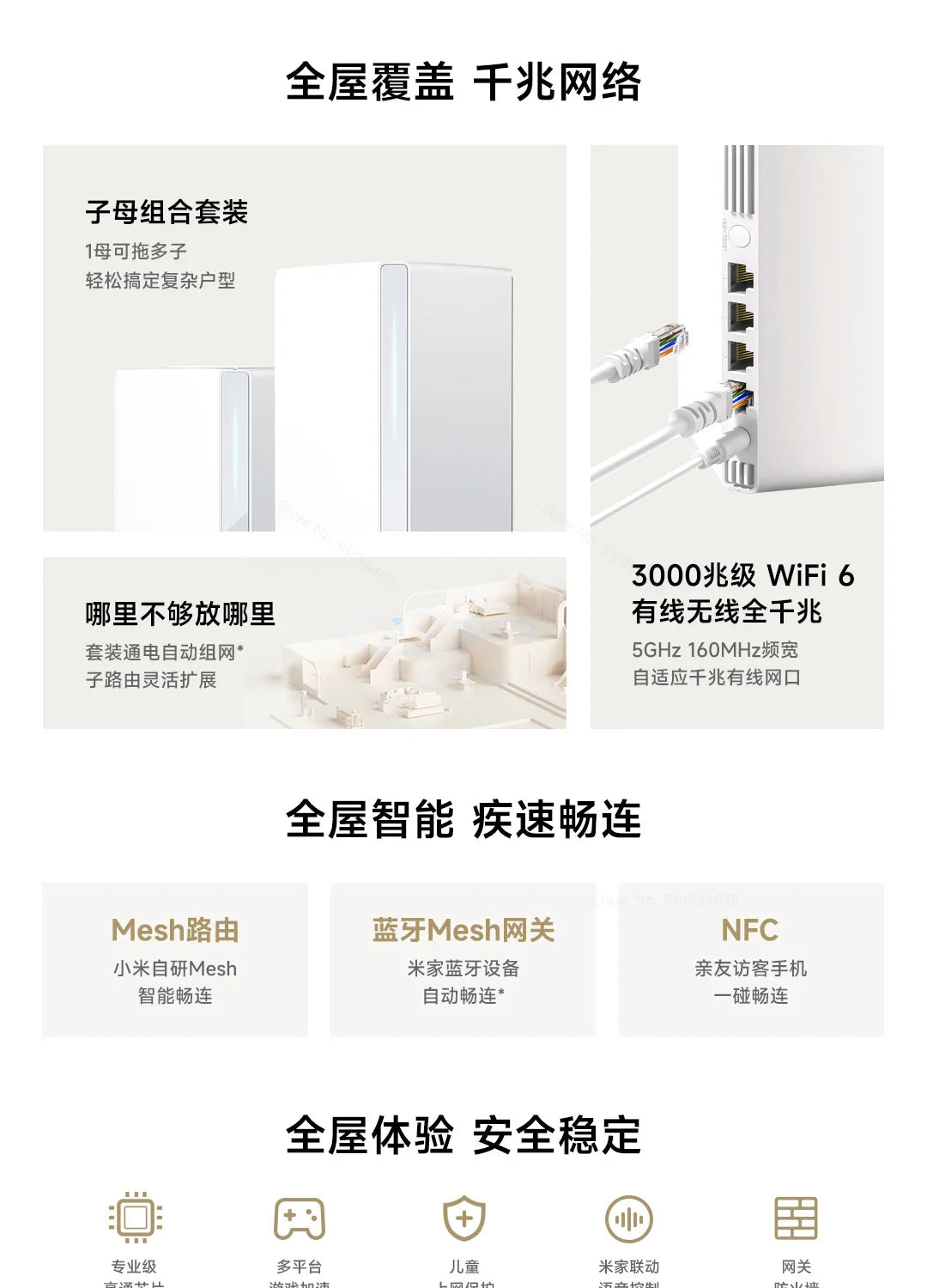 Xiaomi Mesh System AX3000 NE | Kit 1+1 Router Principal + Sub-Router | WiFi 6 | Bluetooth Mesh | IPTV
