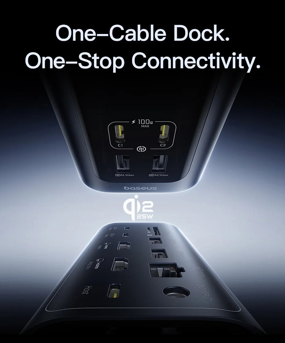 Baseus Spacemate RD1 Pro | Docking Station 15-in-1 160W | Qi2.2 25W | Dual 4K HDMI | altson.shop