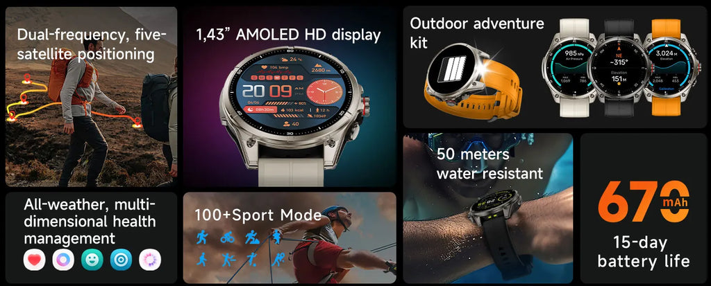 Smartwatch DAORKOW FT66 2026 | AMOLED 1.43" 466×466 | GPS | IP69 | Bluetooth 5.3 | 100+ Sport Modes | Android & iOS | Reloj Inteligente DAORKOW FT66 | AMOLED 1.43" | GPS | IP69 | Bluetooth 5.3 | 100+ Deportes