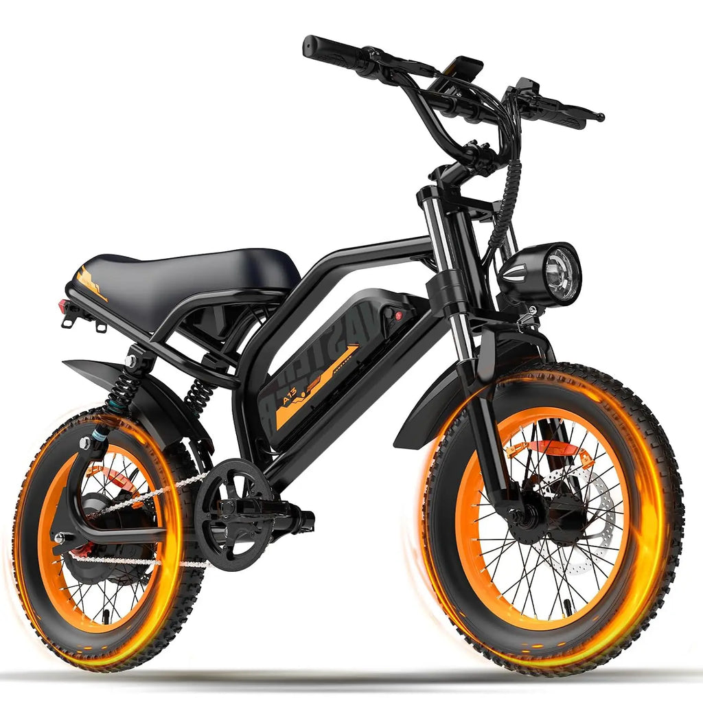 E-Bike 16" Adultos | 500W | 36V 12.8Ah Extraíble | 45 Millas | 4 Modos | Frenos Disco | UL 2849 | Negro/Naranja/Rosa/Azul