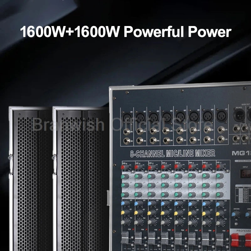 MG800–1600W Powered Audio Mixer | 8-Channel | Mezcladora Amplificada