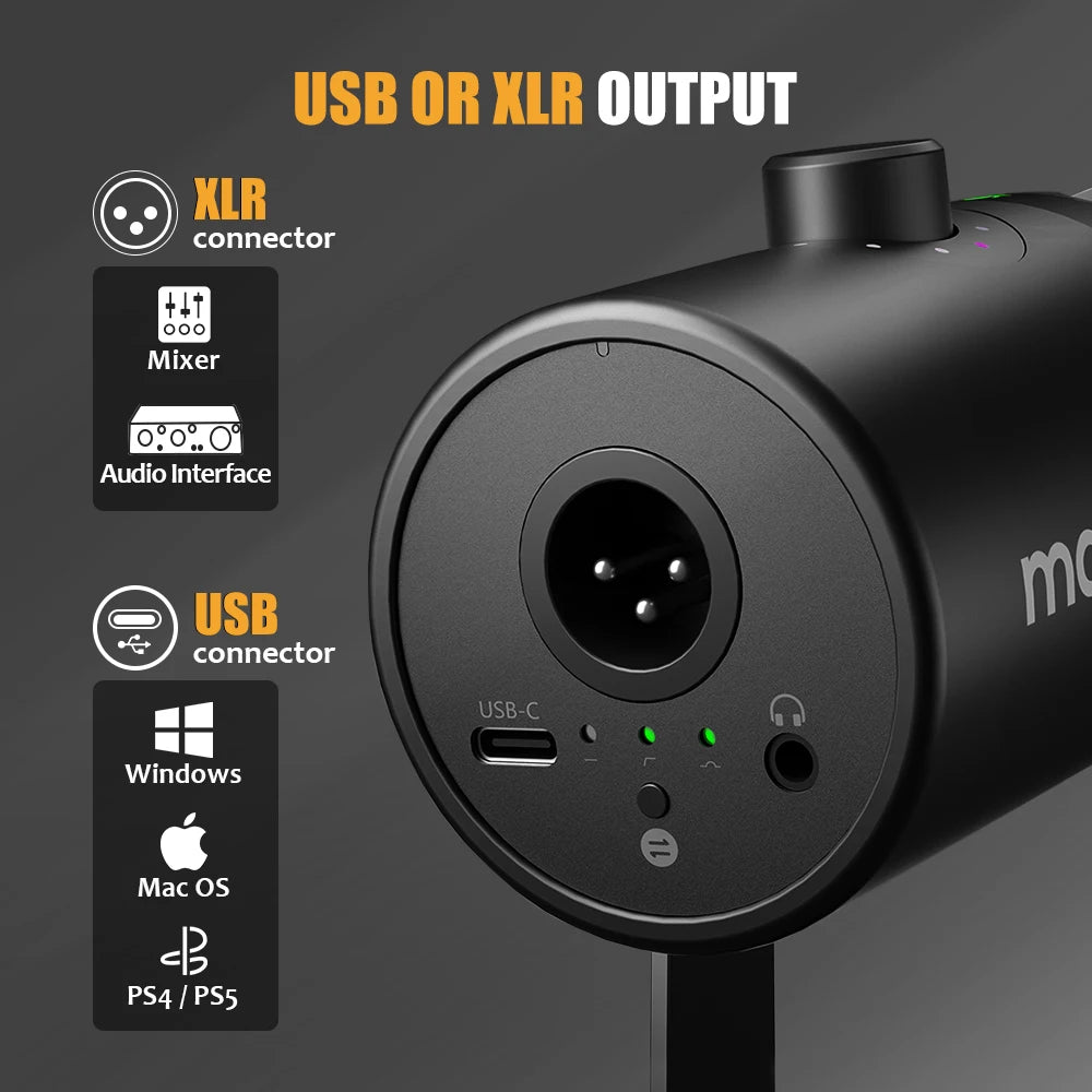 MAONO PD400X USB/XLR Dynamic Microphone | Large Diaphragm | Cardioid | 24-bit | Podcast & Streaming
