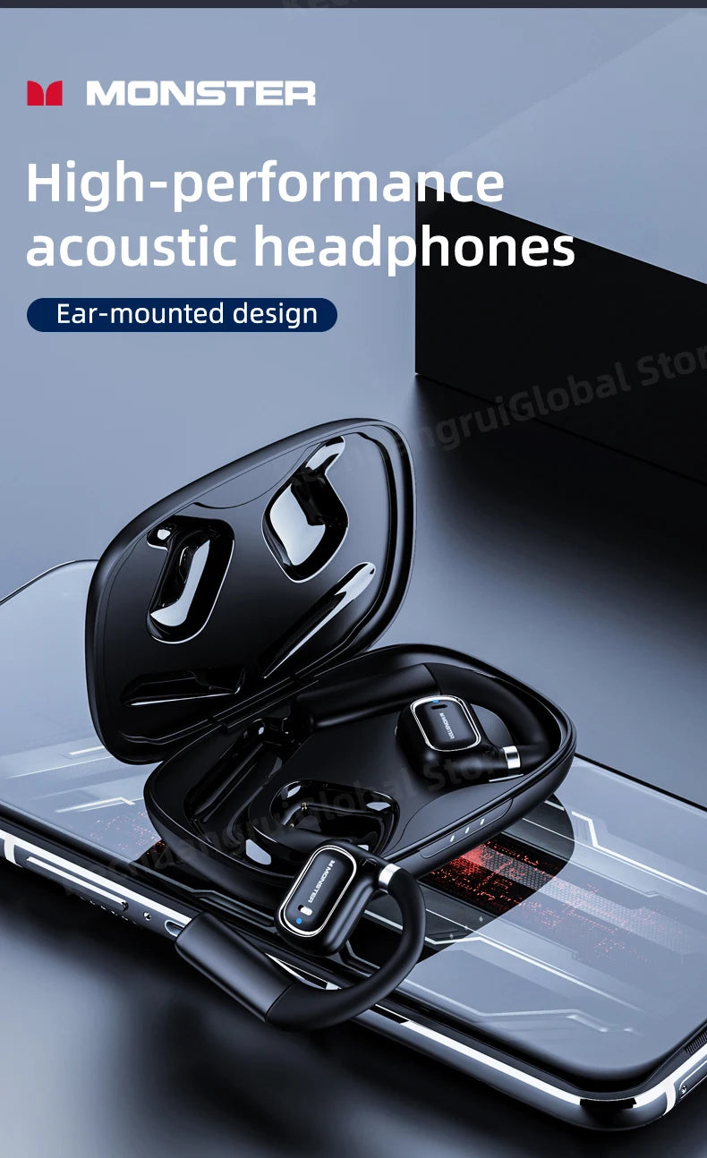 Monster XKO01 - Auriculares TWS Bluetooth 5.3 | 28h Batería | ENC | Ear Hook