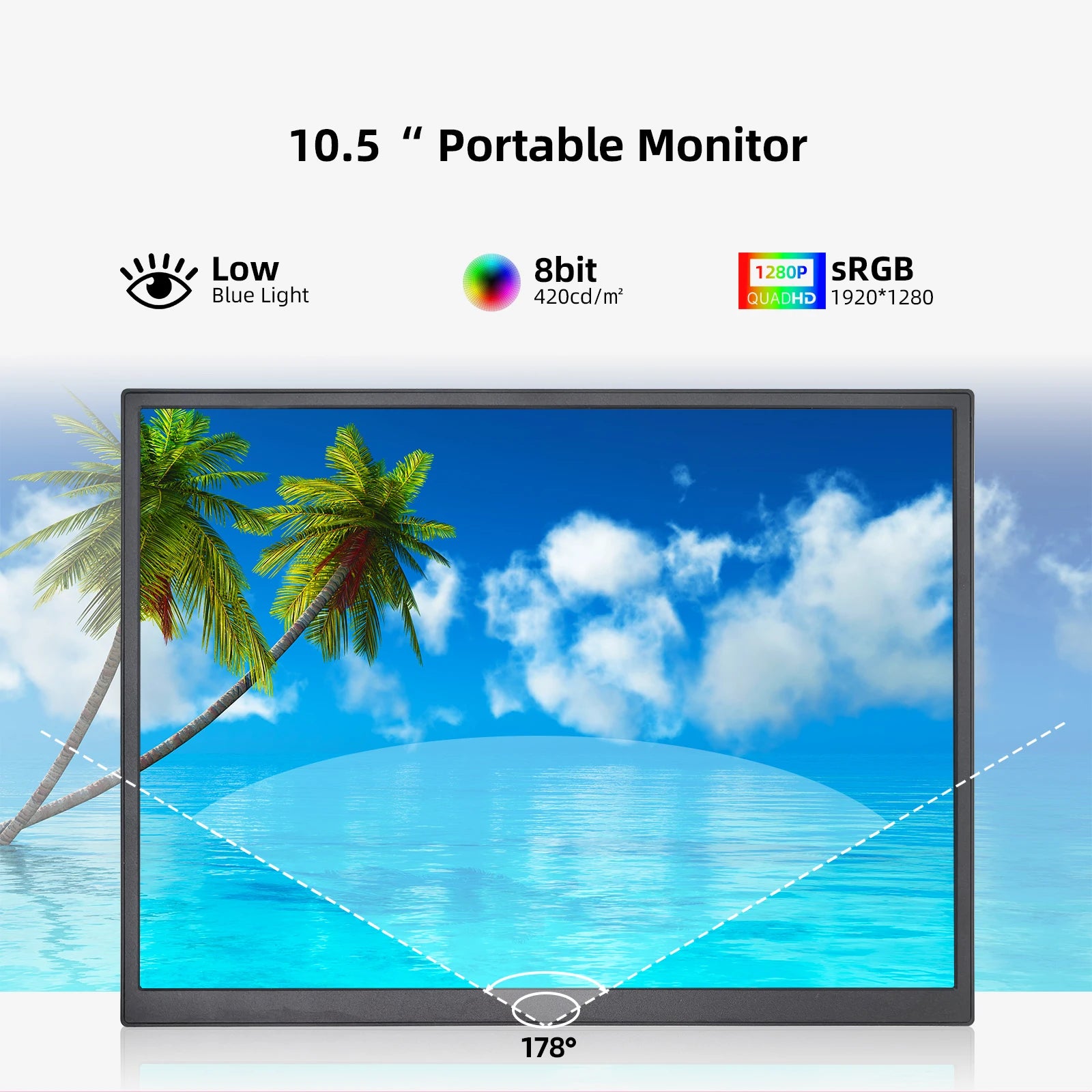 ZSUS PM10A | Monitor Portátil 10.5" 1280P IPS | 100% sRGB, 420 nits, Low Blue Light, Type-C