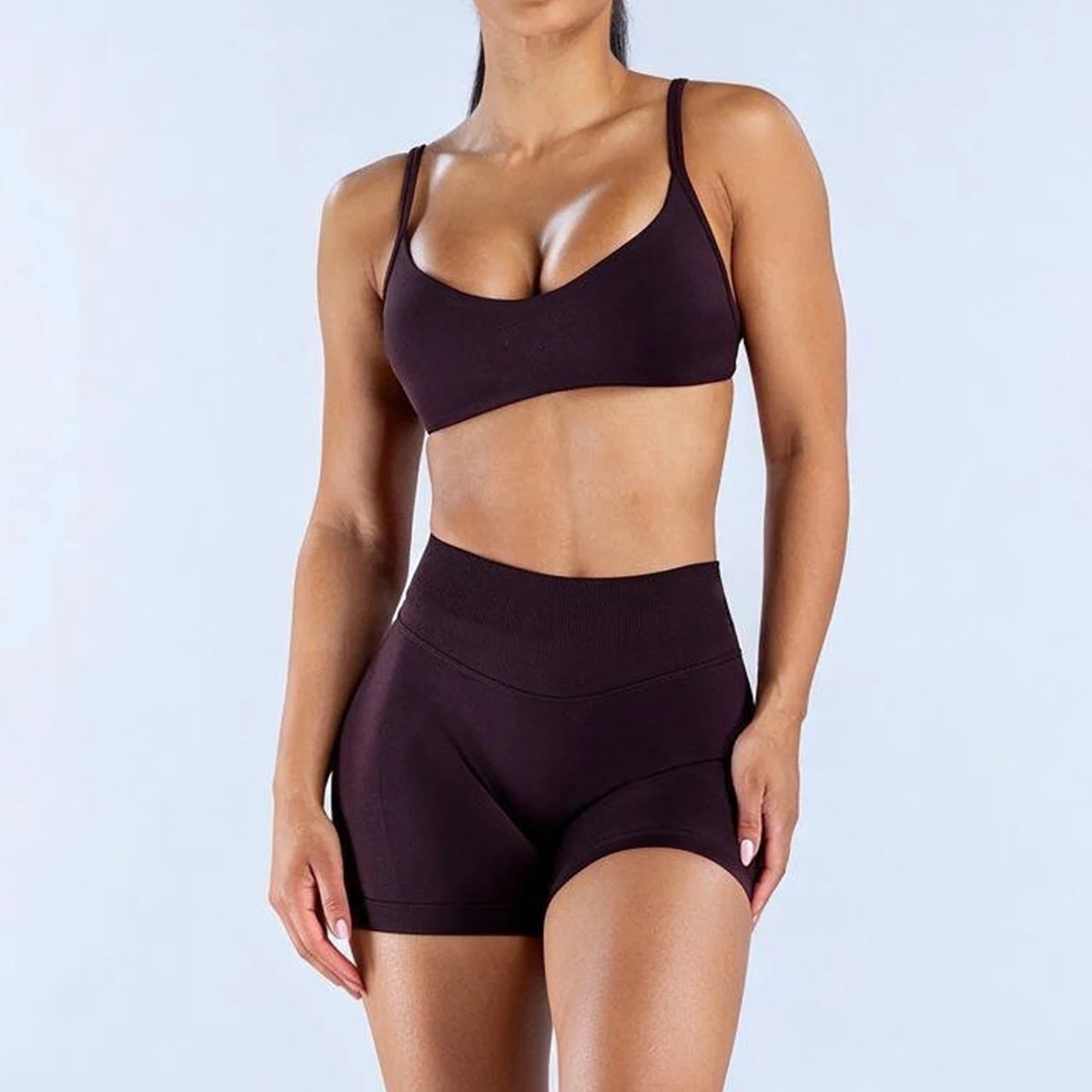 Women's 2-Piece Gym Set | Seamless High-Waist Shorts | Fitness & Pilates